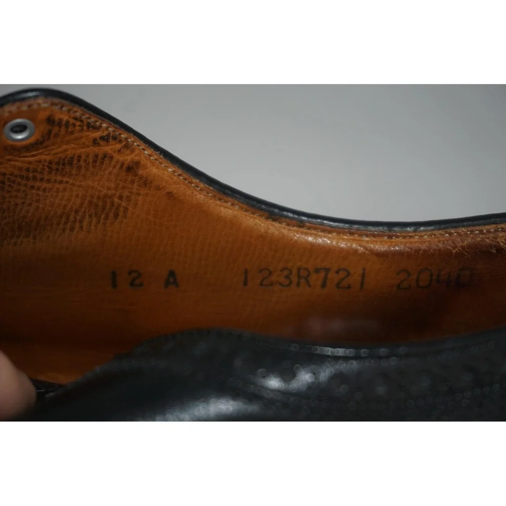 GH Bass Monograms Shoes Black Leather Wingtip Brogue‎ Oxford Men's Size 12A